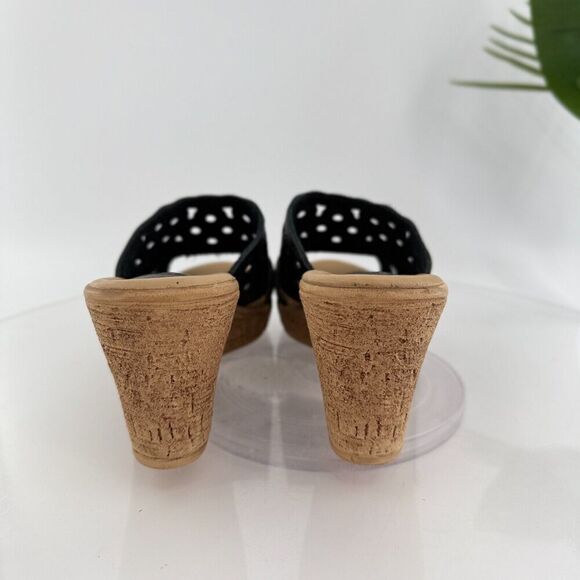 Spring Step Womens Topaz Sandal Women's Size 39 8 Black Leather Lasercut Slide - Picture 7 of 13